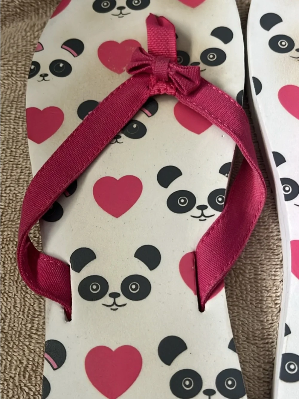 Vera Bradley Pink Paisley Flip Flops and Panda Heart Print Sandals
